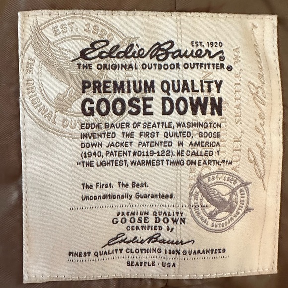 Eddie Bauer Goose Down Jacket- Blue Navy Eddie Bauer Jacket Size Medium - Picture 4 of 4